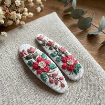 Дитячі заколки для волосся ручна вишивка квіти, 2 шт