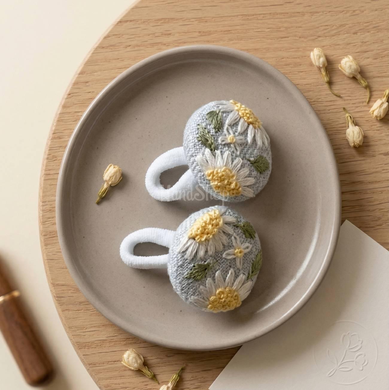 Дитячі резинки для волосся польові квіти ромашки, 2 шт Дитячі резинки для волосся польові квіти ромашки, 2 шт