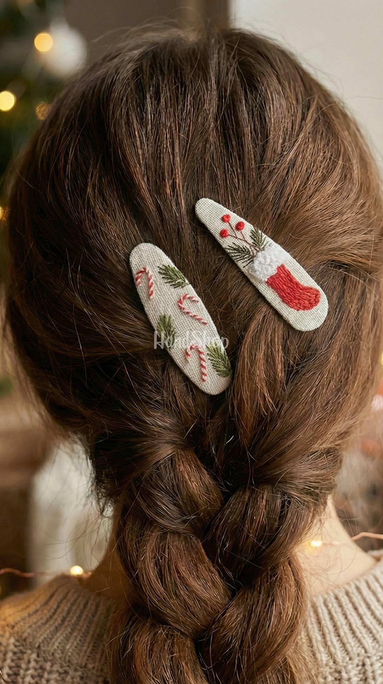 Різдвяні заколки льодяники чобіток, ручна вишивка 2 шт! Різдвяні заколки льодяники чобіток, ручна вишивка 2 шт!