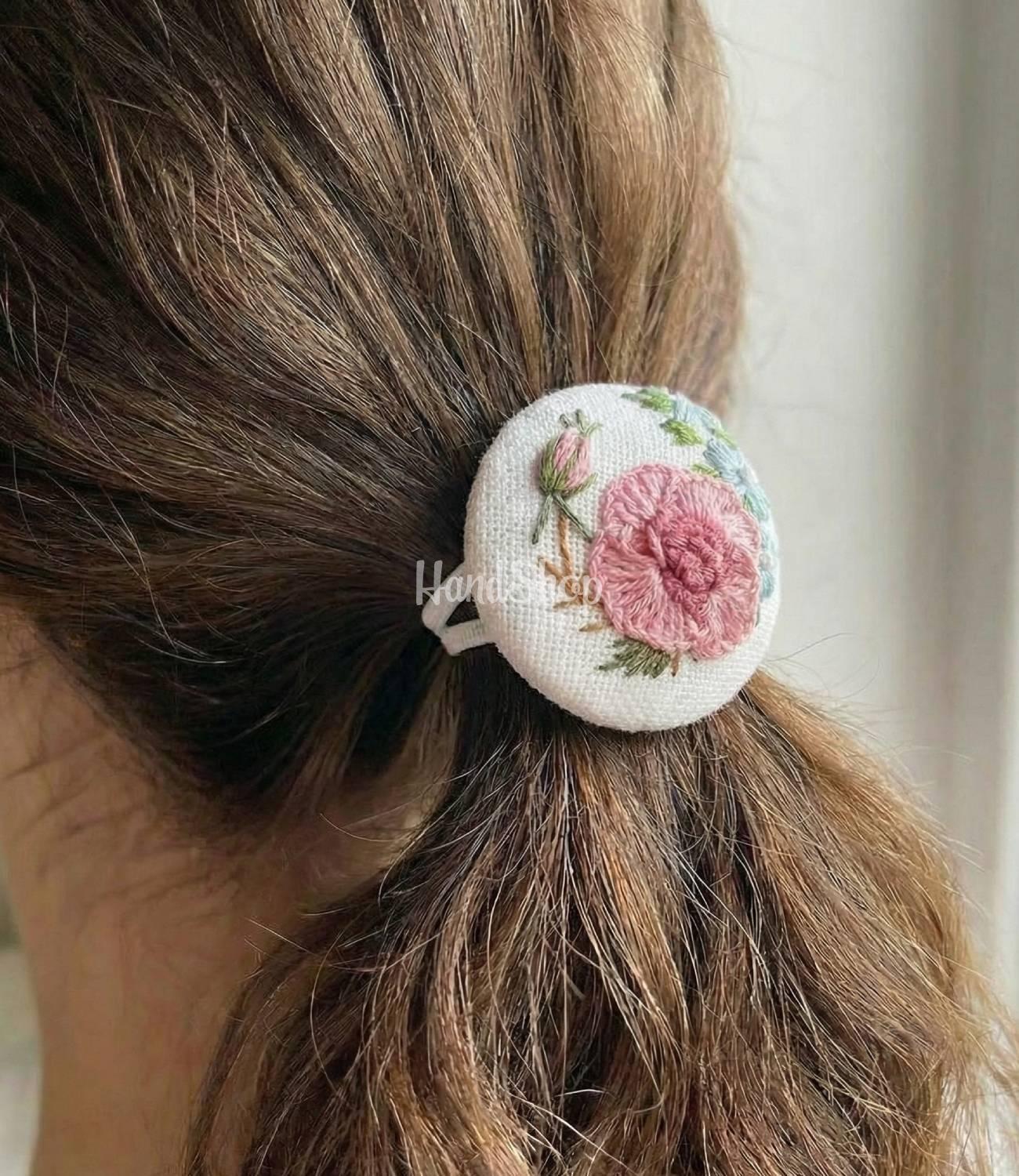 Дитячі резинки для волосся квіти рожеві троянди, 2 шт Дитячі резинки для волосся квіти рожеві троянди, 2 шт