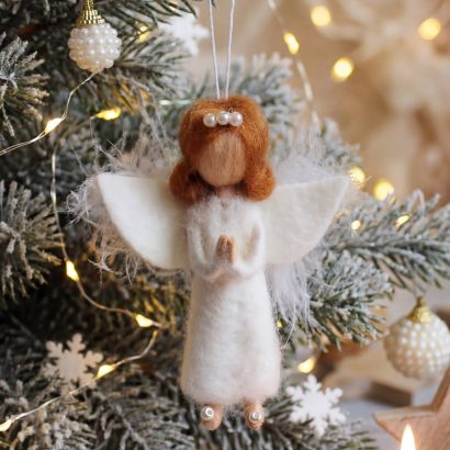 Янгол лялька рижий на ниточці підвіска сувенір на ялинку