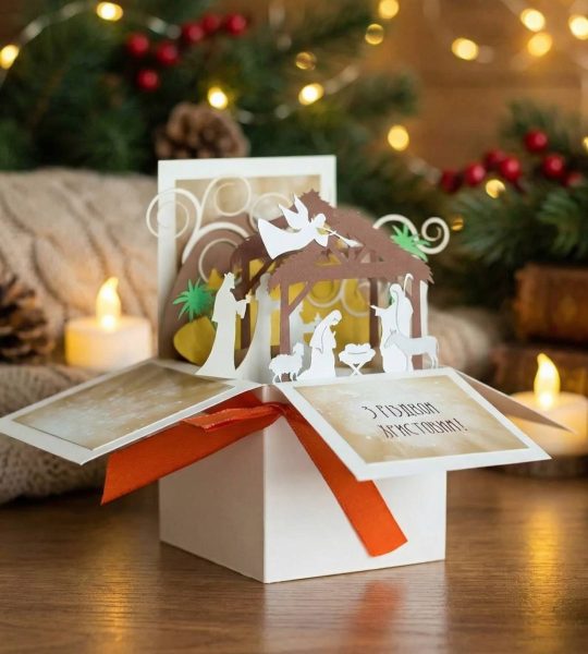 3d cвяткова об'ємна листівка коробка Різдво Новий рік 2026