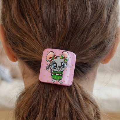 Новорічна дитяча резинка для волосся з дерева мишка 2026