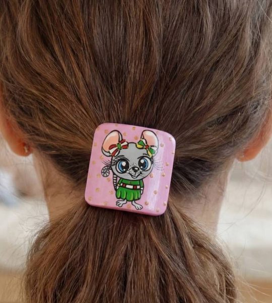 Новорічна дитяча резинка для волосся з дерева мишка 2026