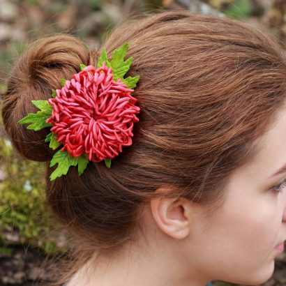 Квітка з фоамірану хризантема зажим для волосся/брошка