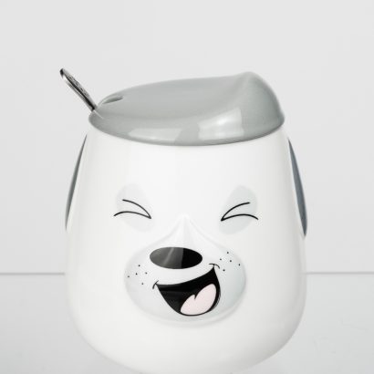 Кружка с крышкой и ложкой керамика сувенир