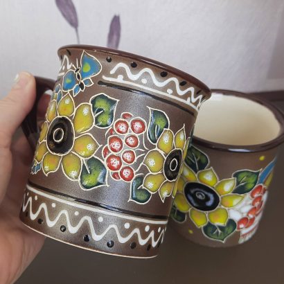 Керамічна сувенірна чашка українські соняшники, калина