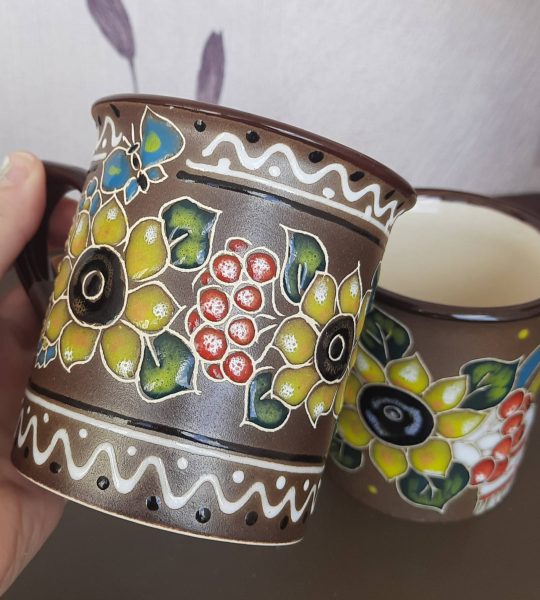 Керамічна сувенірна чашка українські соняшники, калина