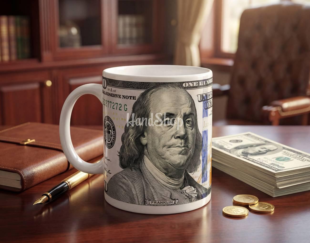 Оригінальна велика чоловіча чашка 100 $, кераміка 800 мл Оригінальна велика чоловіча чашка 100 $, кераміка 800 мл