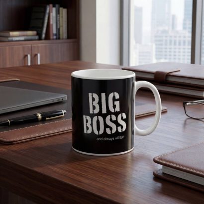 Сувенірна стильна велика чорна чоловіча чашка BIG BOSS, 800мл