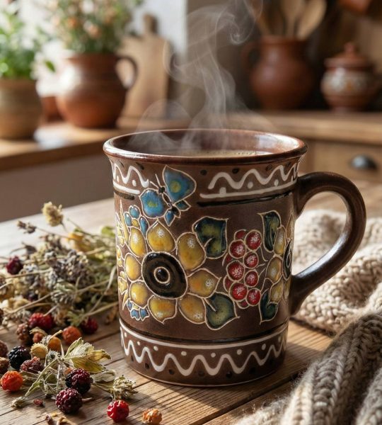 Керамічна сувенірна чашка українські соняшники, калина