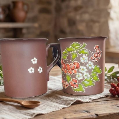 Керамічна чашка червона калина Україна сувенір розпис