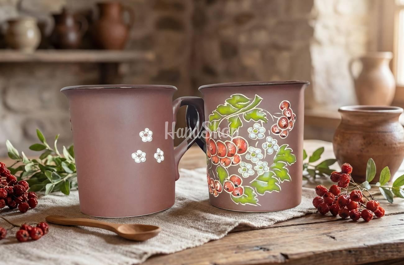 Керамічна чашка червона калина Україна сувенір розпис Керамічна чашка червона калина Україна сувенір розпис