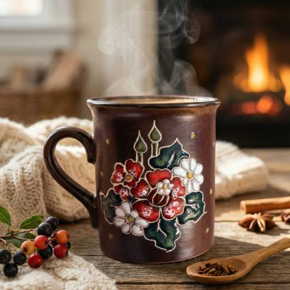 Керамічна сувенірна чашка українські польові червоні маки