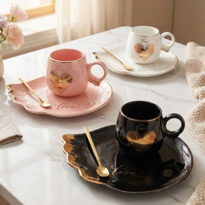 Сувенірна чашка з тарілкою крила кераміка love (на вибір!)
