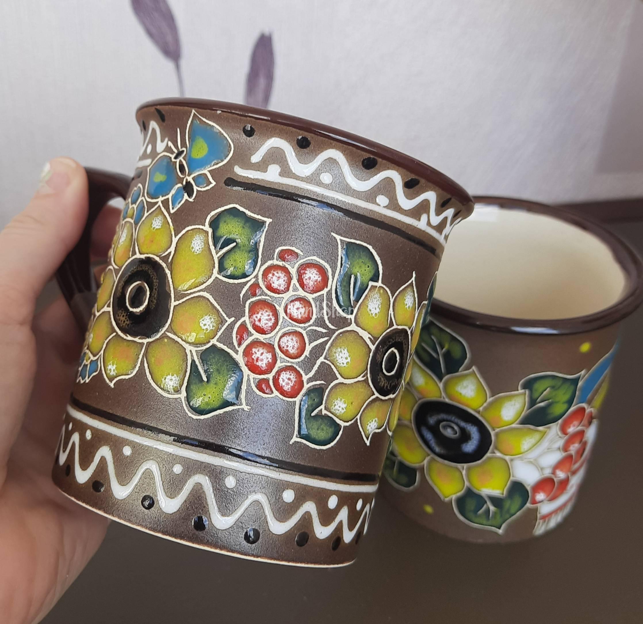 Керамічна сувенірна чашка українські соняшники, калина Керамічна сувенірна чашка українські соняшники, калина