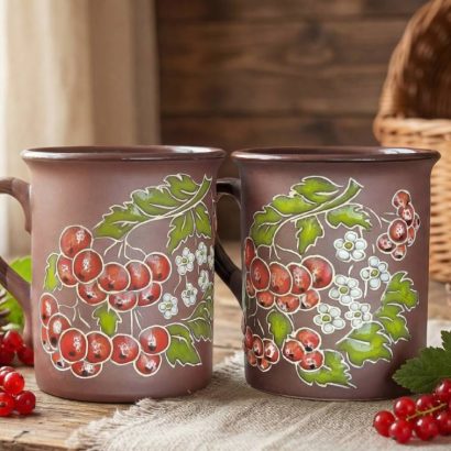 Керамічна чашка червона калина Україна сувенір розпис