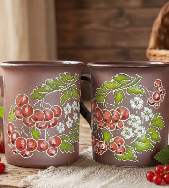 Керамічна чашка червона калина Україна сувенір розпис