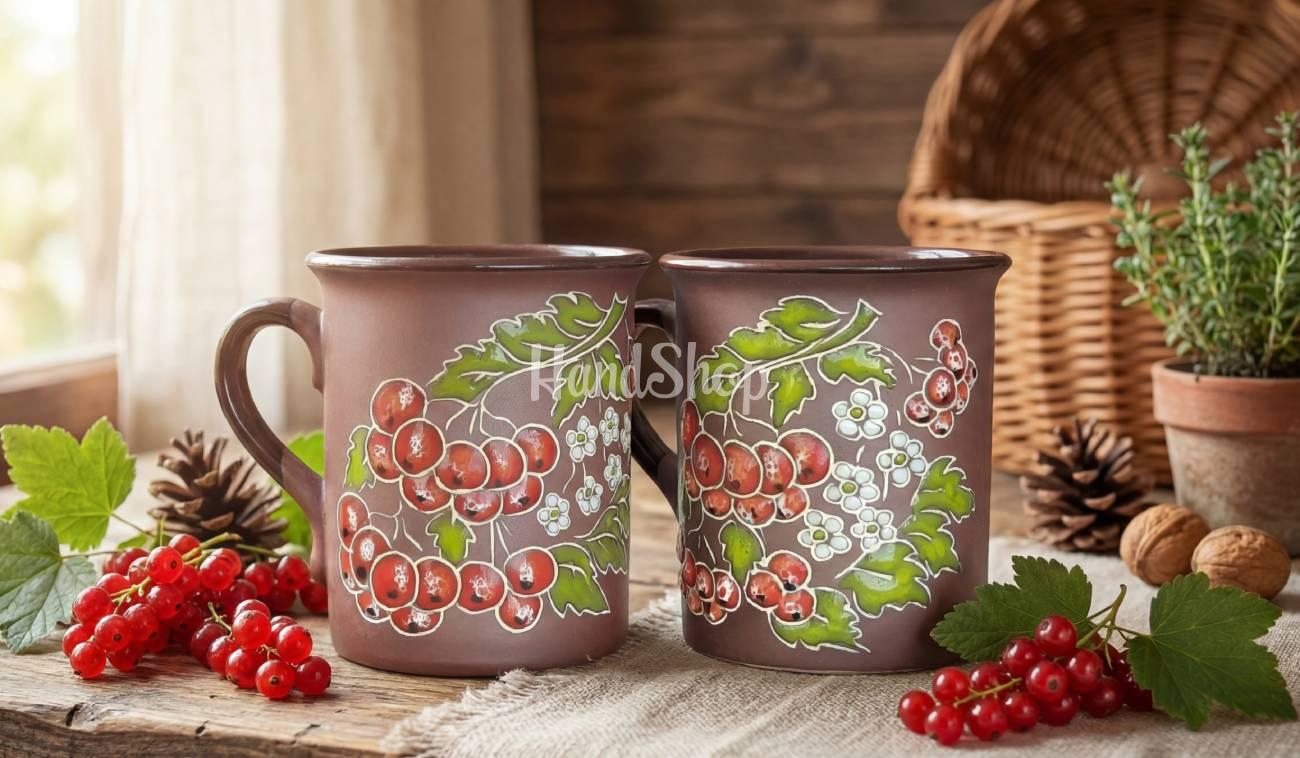 Керамічна чашка червона калина Україна сувенір розпис Керамічна чашка червона калина Україна сувенір розпис