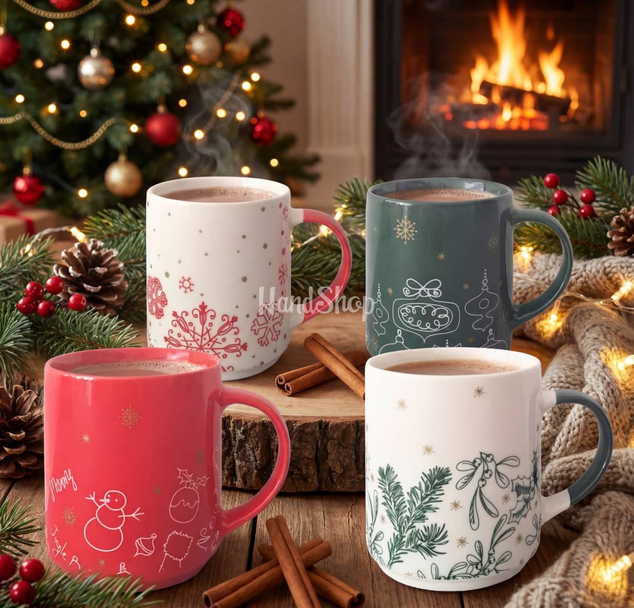 Сувенірний набір порцелянових чашок Різдво 2026, 4 шт Сувенірний набір порцелянових чашок Різдво 2026, 4 шт
