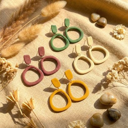 Авторські геометричні сережки з полімерної глини (на вибір)