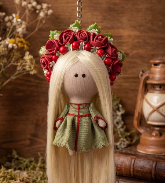 Лялька блондинка з довгим волосся лісова Мавка брелок