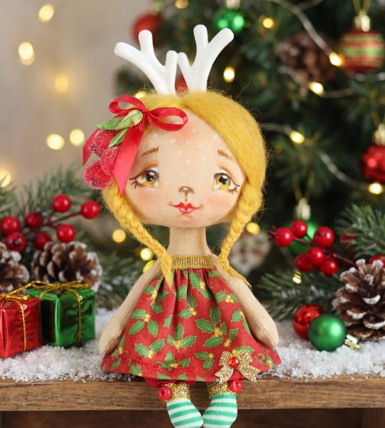 Інтер’єрна новорічна маленька лялька оленятко сувенір 2026