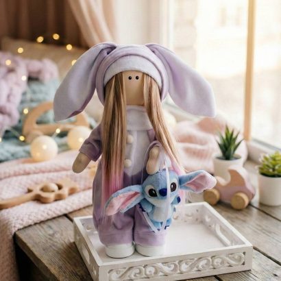 Ігрова лялька тільда в комбінезоні зайка іграшка Стіч