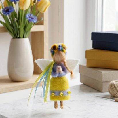 Авторська міні лялька підвіска янгол блондинка Ukraine