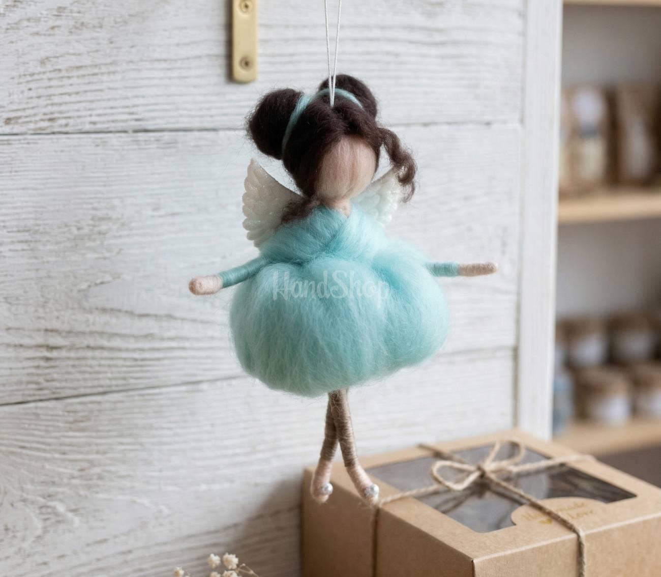 Авторська лялька ангел підвіска у бірюзовій сукні сувенір Авторська лялька ангел підвіска у бірюзовій сукні сувенір