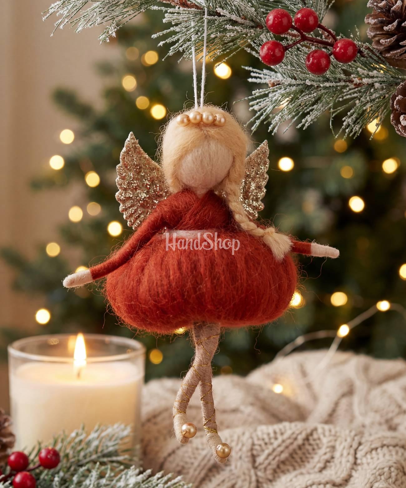 Лялька валяна з вовни блондиночка в сукні ангел фея 2026 Лялька валяна з вовни блондиночка в сукні ангел фея 2026