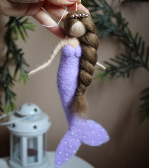 Сувенірна лялька підвіска казкова русальнька фіолетова