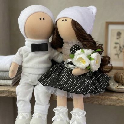 Текстильна весільна пара ляльки тільда молодята сувеніри