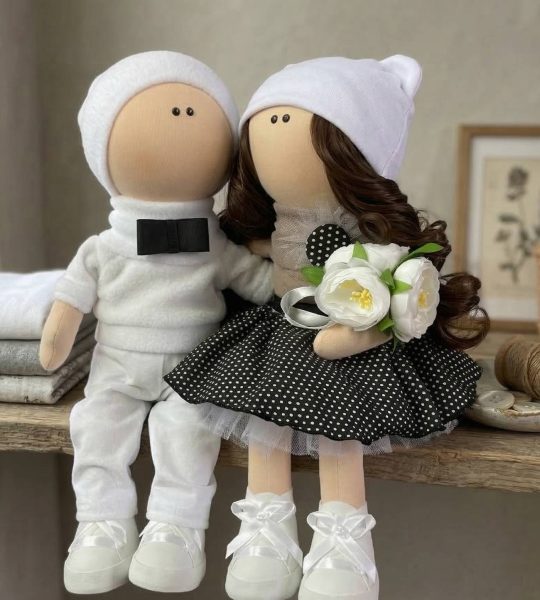 Текстильна весільна пара ляльки тільда молодята сувеніри