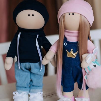 Сувенірна романтична пара ляльки текстильні тільда, 2 шт