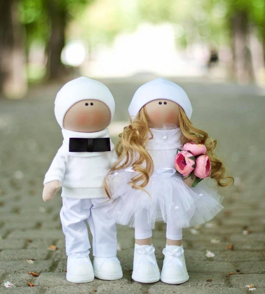 Куклы свадебные пара текстильные тильды