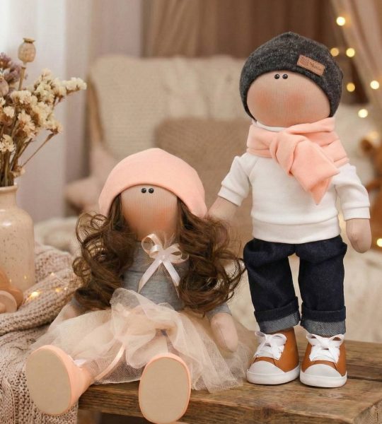 Пара авторських текстильних ляльок тільди на весілля