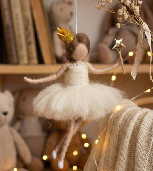 Лялька фея балерина принцеса з короною сувенір підвіска