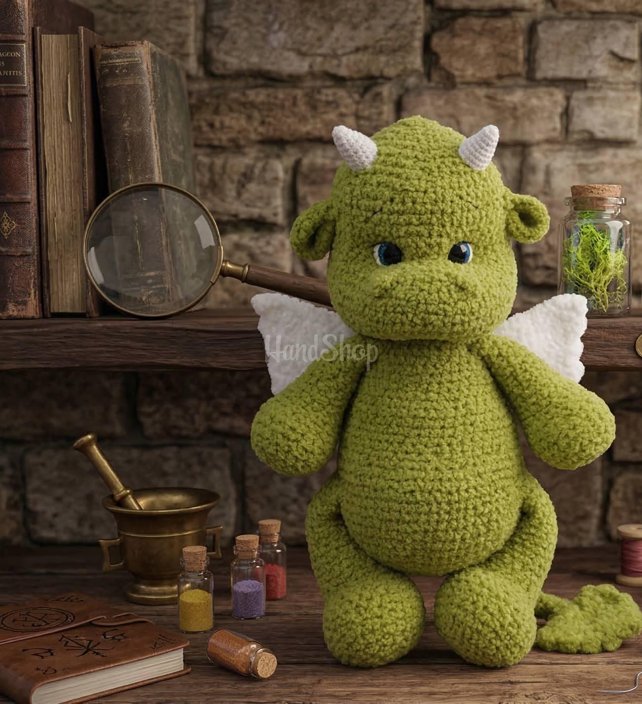 Авторська велика м’яка іграшка зелений дракончик сувенір Авторська велика м’яка іграшка зелений дракончик сувенір