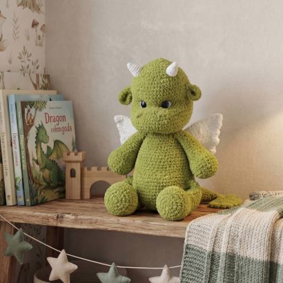 Авторська велика м’яка іграшка зелений дракончик сувенір