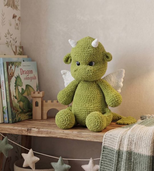 Авторська велика м’яка іграшка зелений дракончик сувенір