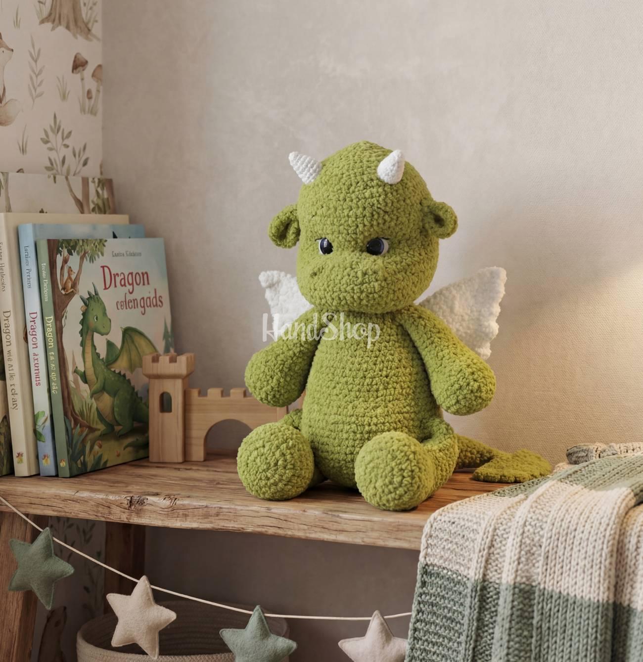 Авторська велика м’яка іграшка зелений дракончик сувенір Авторська велика м’яка іграшка зелений дракончик сувенір