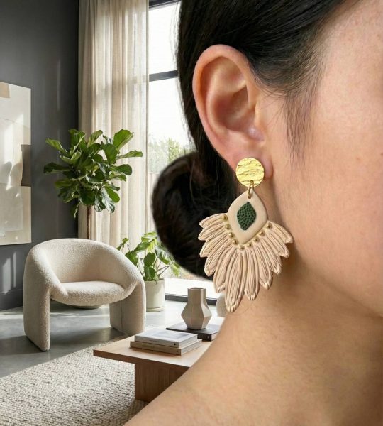 Авторські жіночі сережки з полімерної глини в стилі бохо