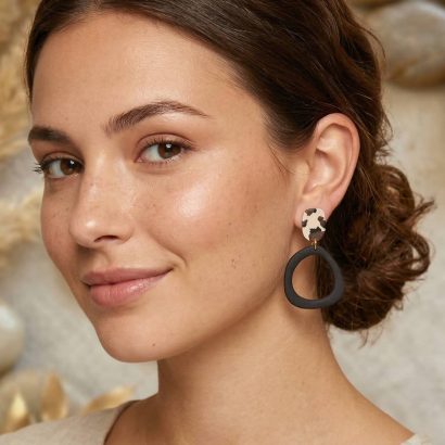 Геометричні трендові сережки з глини леопард (на вибір!)