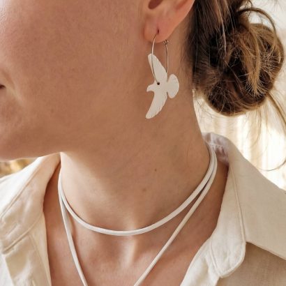 Набір прикрас сережки та кулон пташки голубки зі глини