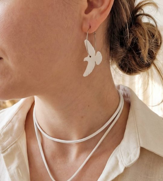 Набір прикрас сережки та кулон пташки голубки зі глини