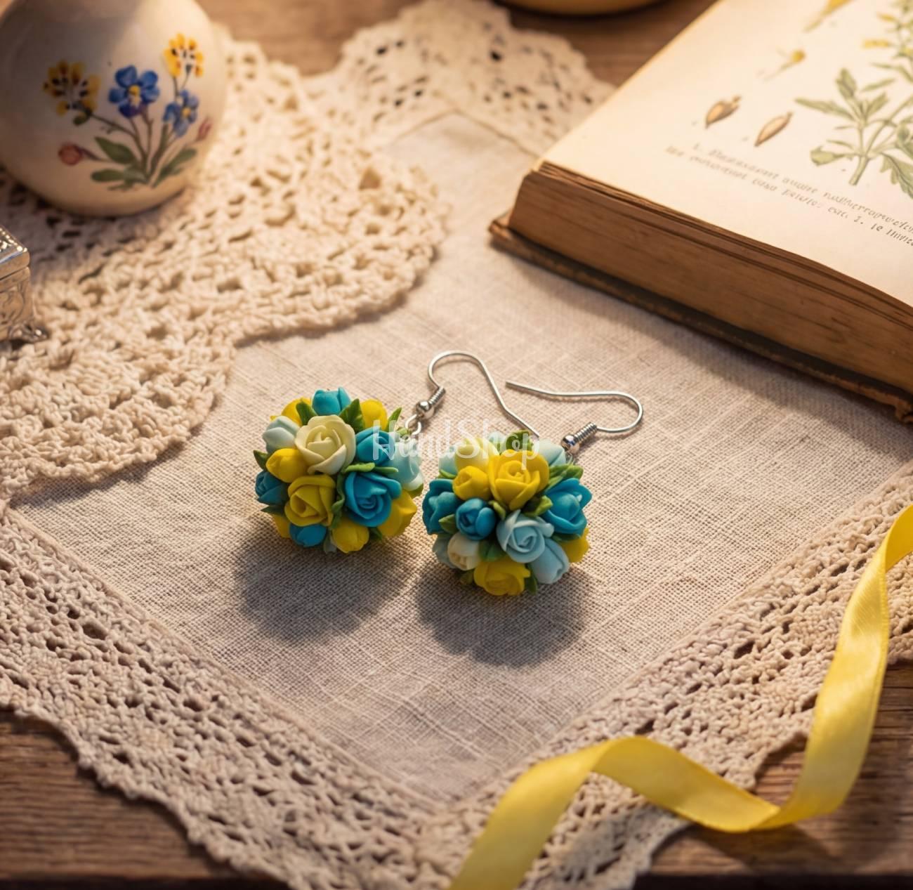 Сережки з полімерної глини маленькі троянди Ukraine Сережки з полімерної глини маленькі троянди Ukraine