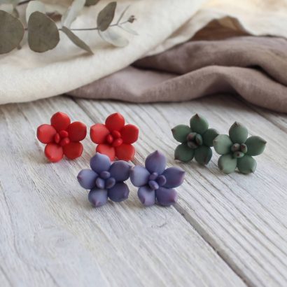 Жіночі сережки гвоздики маленькі сукуленти квіти глина