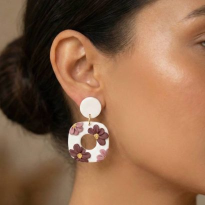 Авторські сережки з полімерної глини геометричні квіточки