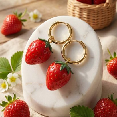 Літні сережки червоні ягідки полунички полімерна глина
